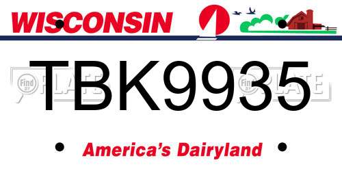 TBK9935 Wisconsin License Plate