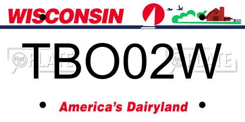 TBO02W Wisconsin License Plate