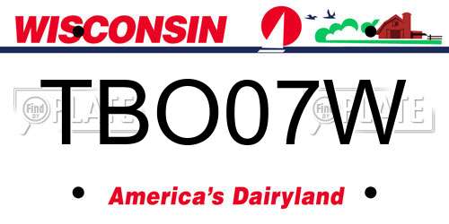 TBO07W Wisconsin License Plate