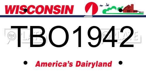 TBO1942 Wisconsin License Plate