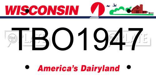 TBO1947 Wisconsin License Plate