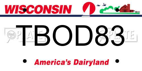 TBOD83 Wisconsin License Plate