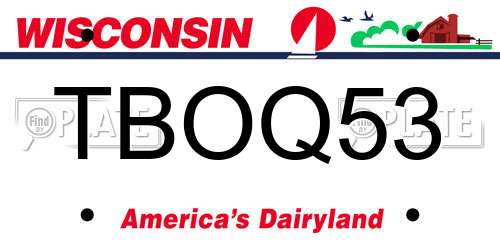 TBOQ53 Wisconsin License Plate