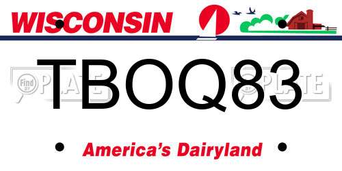 TBOQ83 Wisconsin License Plate