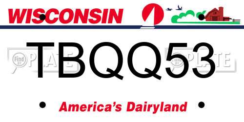 TBQQ53 Wisconsin License Plate
