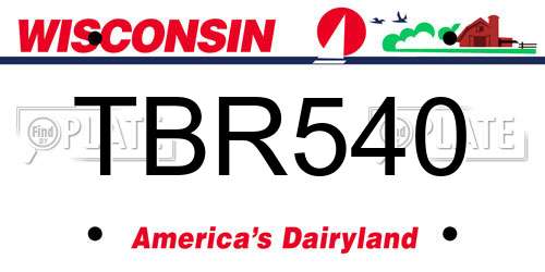 TBR540 Wisconsin License Plate