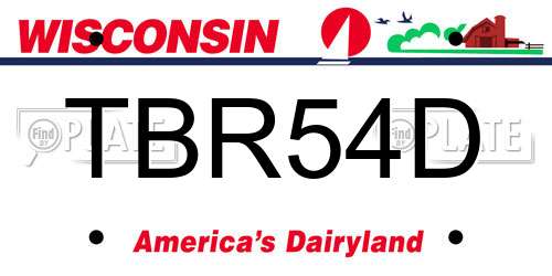 TBR54D Wisconsin License Plate