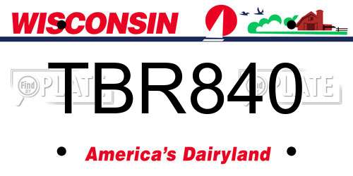 TBR840 Wisconsin License Plate