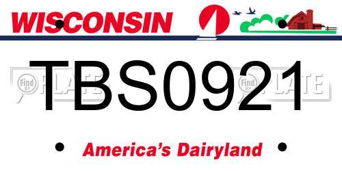 TBS0921 Wisconsin License Plate