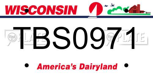 TBS0971 Wisconsin License Plate