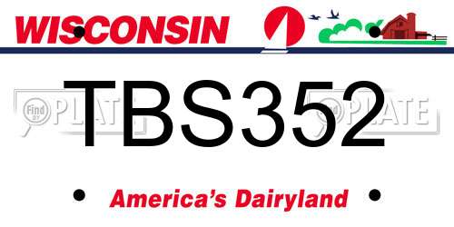 TBS352 Wisconsin License Plate