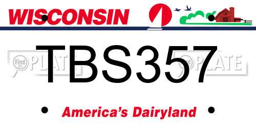 TBS357 Wisconsin License Plate