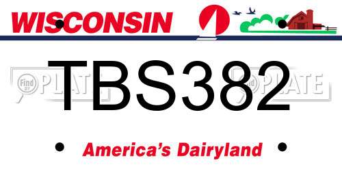 TBS382 Wisconsin License Plate