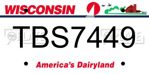 TBS7449 Wisconsin License Plate