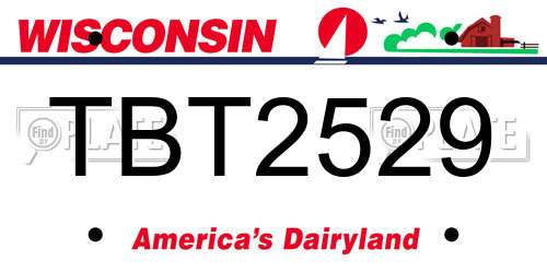 TBT2529 Wisconsin License Plate