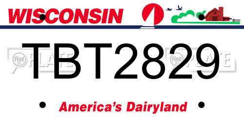 TBT2829 Wisconsin License Plate