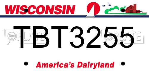 TBT3255 Wisconsin License Plate