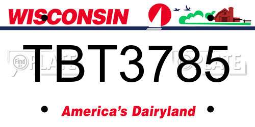 TBT3785 Wisconsin License Plate