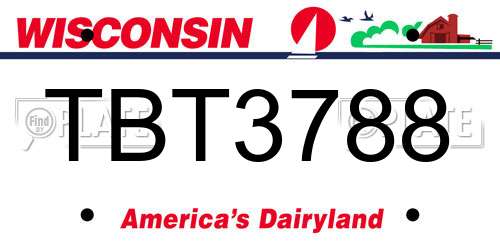 TBT3788 Wisconsin License Plate