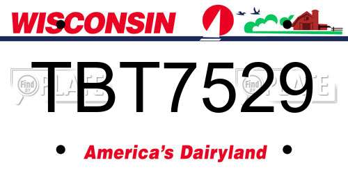 TBT7529 Wisconsin License Plate