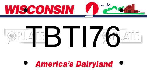 TBTI76 Wisconsin License Plate