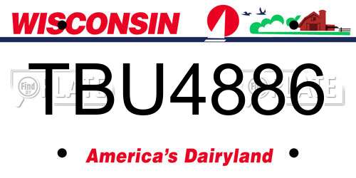 TBU4886 Wisconsin License Plate