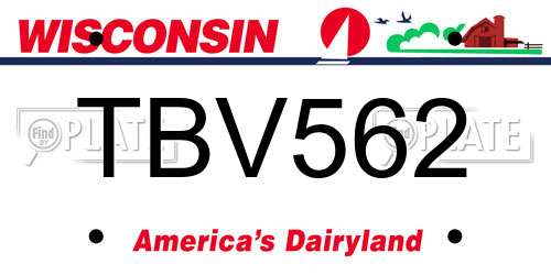 TBV562 Wisconsin License Plate