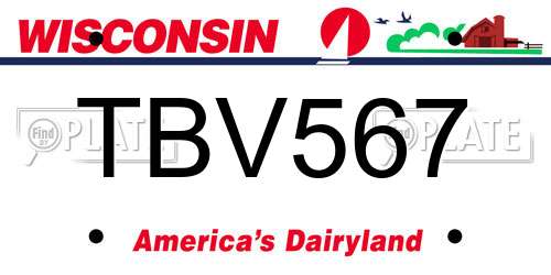 TBV567 Wisconsin License Plate