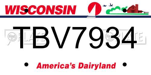 TBV7934 Wisconsin License Plate