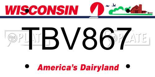 TBV867 Wisconsin License Plate