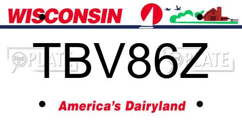 TBV86Z Wisconsin License Plate