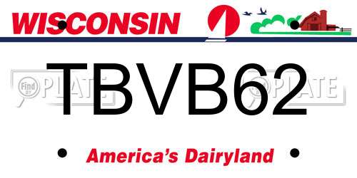 TBVB62 Wisconsin License Plate