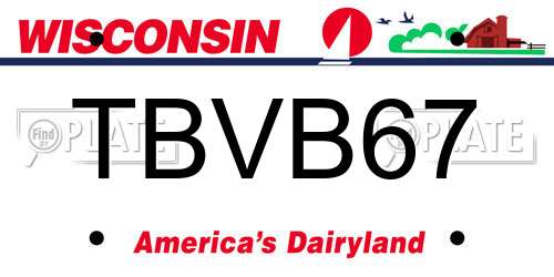 TBVB67 Wisconsin License Plate