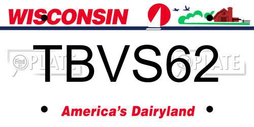 TBVS62 Wisconsin License Plate