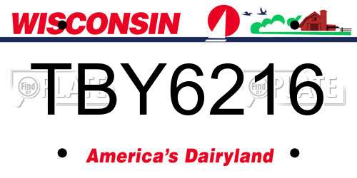TBY6216 Wisconsin License Plate