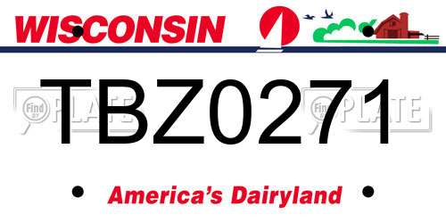 TBZ0271 Wisconsin License Plate