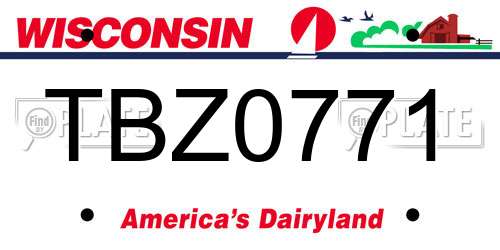 TBZ0771 Wisconsin License Plate