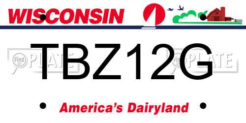 TBZ12G Wisconsin License Plate