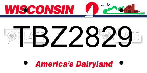 TBZ2829 Wisconsin License Plate