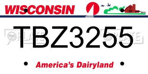 TBZ3255 Wisconsin License Plate