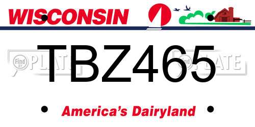TBZ465 Wisconsin License Plate