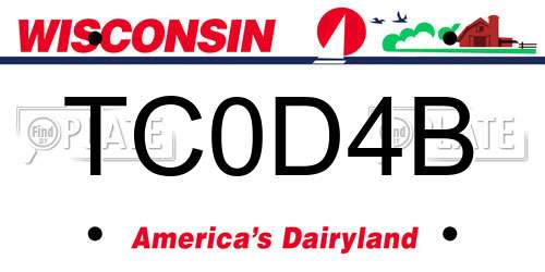 TC0D4B Wisconsin License Plate