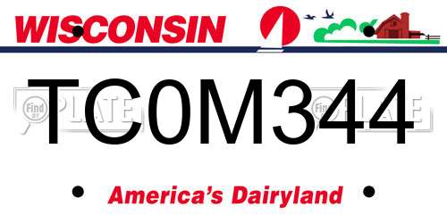 TC0M344 Wisconsin License Plate