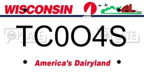 TC0O4S Wisconsin License Plate