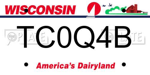 TC0Q4B Wisconsin License Plate
