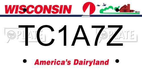 TC1A7Z Wisconsin License Plate