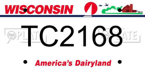 TC2168 Wisconsin License Plate