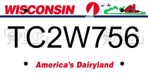 TC2W756 Wisconsin License Plate