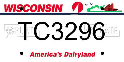 TC3296 Wisconsin License Plate