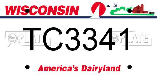 TC3341 Wisconsin License Plate